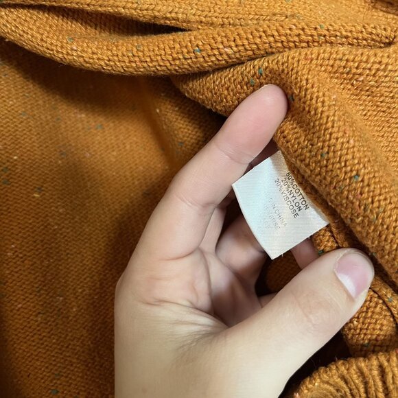 ModCloth Womens 1X Cardigan Sweater Orange Speckled Knit 100% Cotton Button Fron - Picture 7 of 7